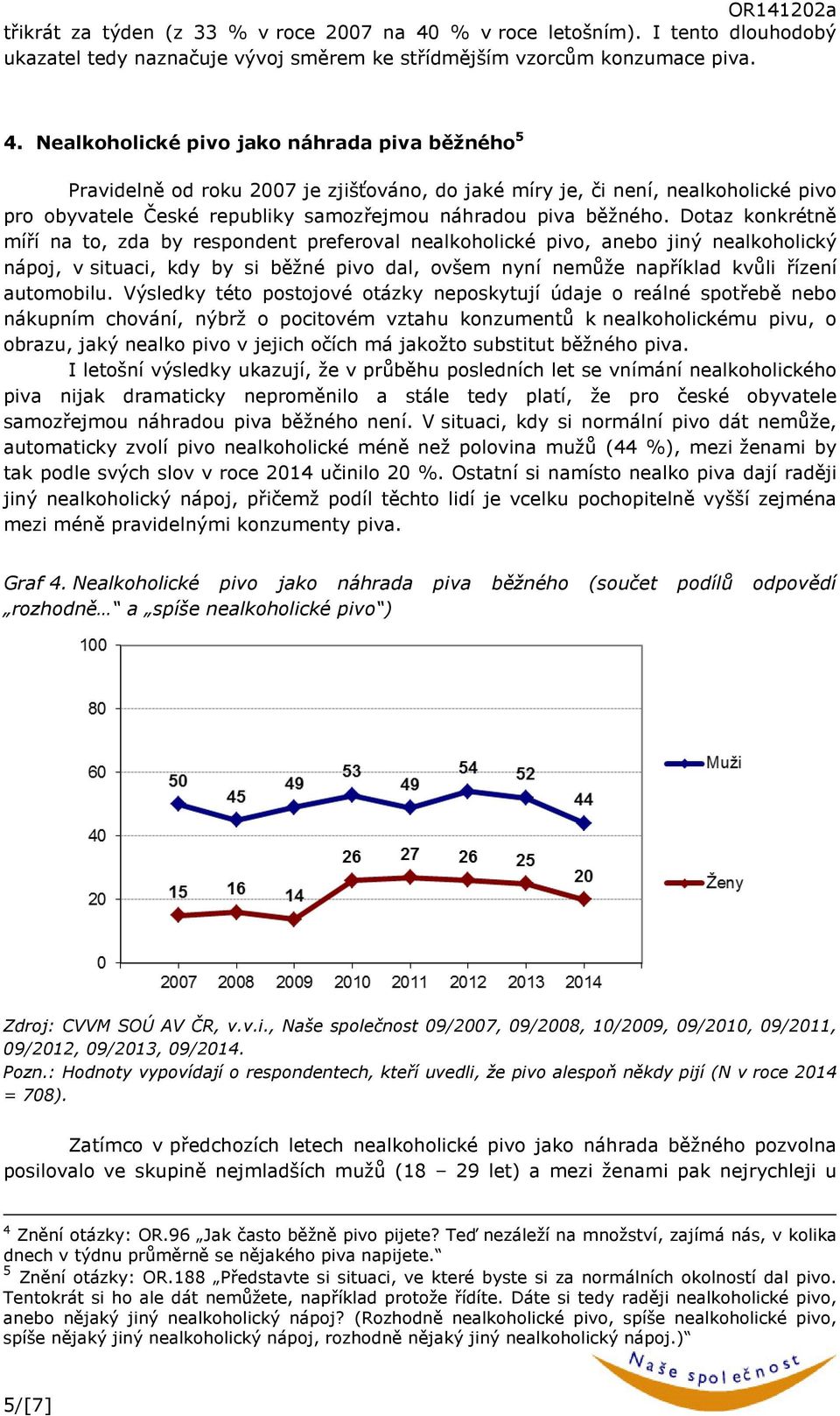 Nealkoholické pivo jako náhrada piva běžného 5 Pravidelně od roku 2007 je zjišťováno, do jaké míry je, či není, nealkoholické pivo pro obyvatele České republiky samozřejmou náhradou piva běžného.