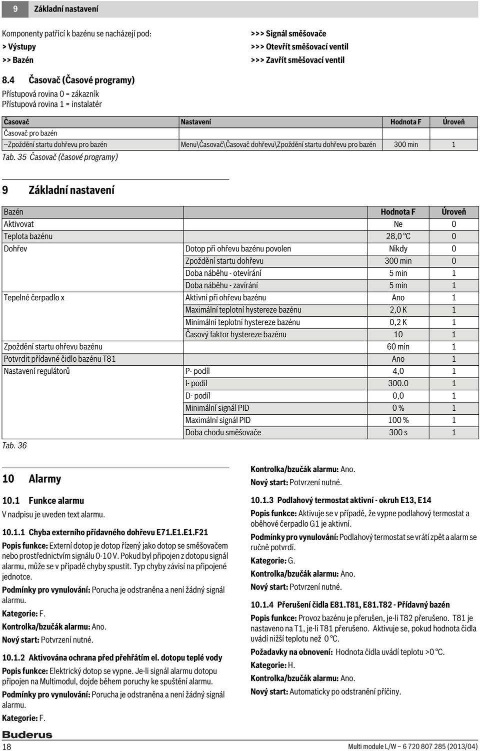 Menu\Časovač\Časovač dohřevu\zpoždění startu dohřevu pro bazén 300 min 1 Tab.