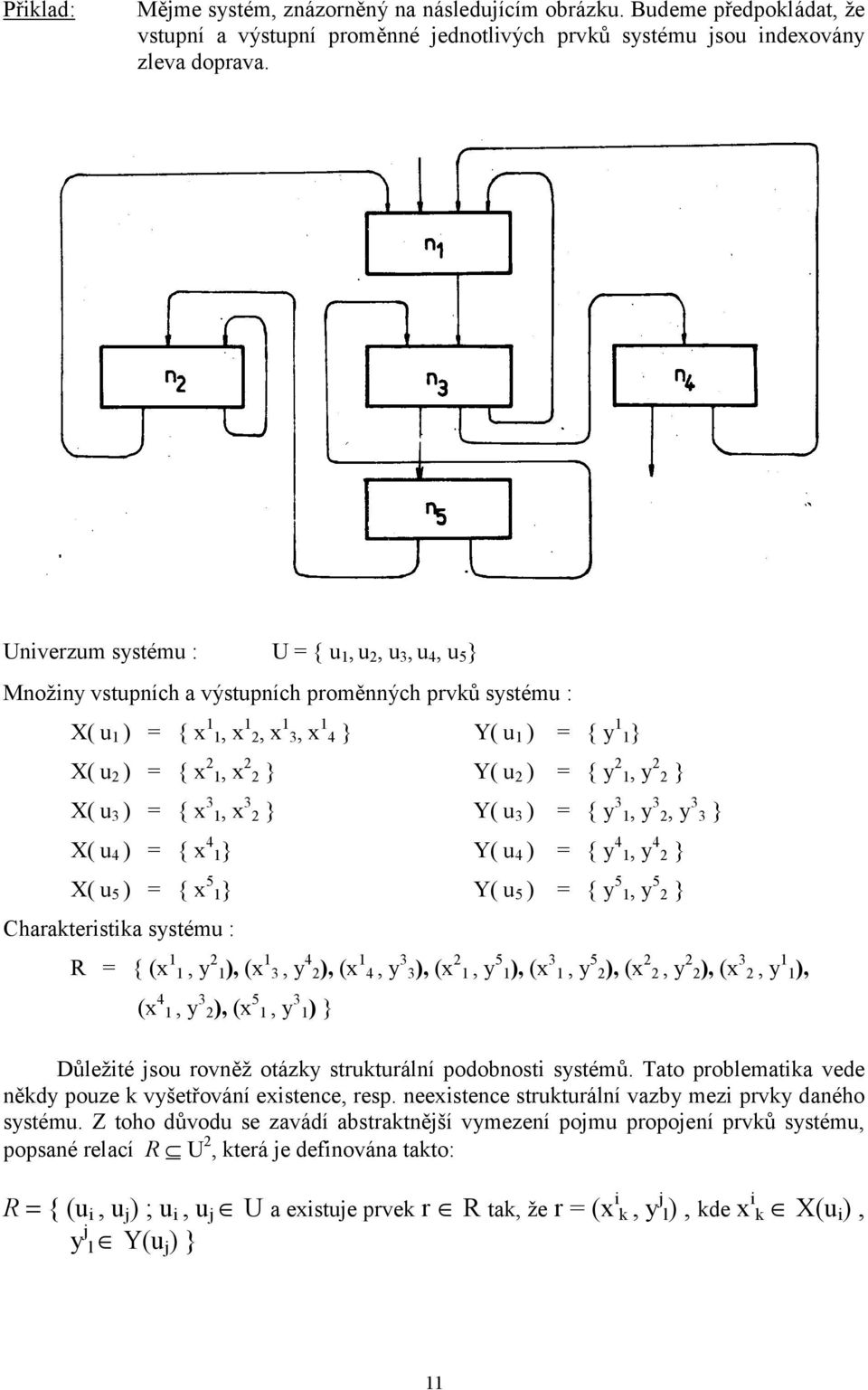 2 2 } X( u 3 ) = { x 3, x 3 2 } Y( u 3 ) = { y 3, y 3 2, y 3 3 } X( u 4 ) = { x 4 } Y( u 4 ) = { y 4, y 4 2 } X( u 5 ) = { x 5 } Y( u 5 ) = { y 5, y 5 2 } Charakteristika systému : R = { (x, y 2 ),