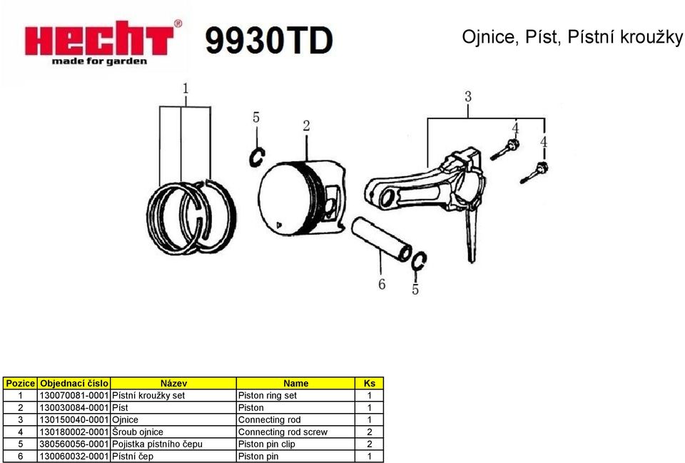 ojnice Connecting rod screw 2 5 380560056-0001 Pojistka pístního čepu Piston