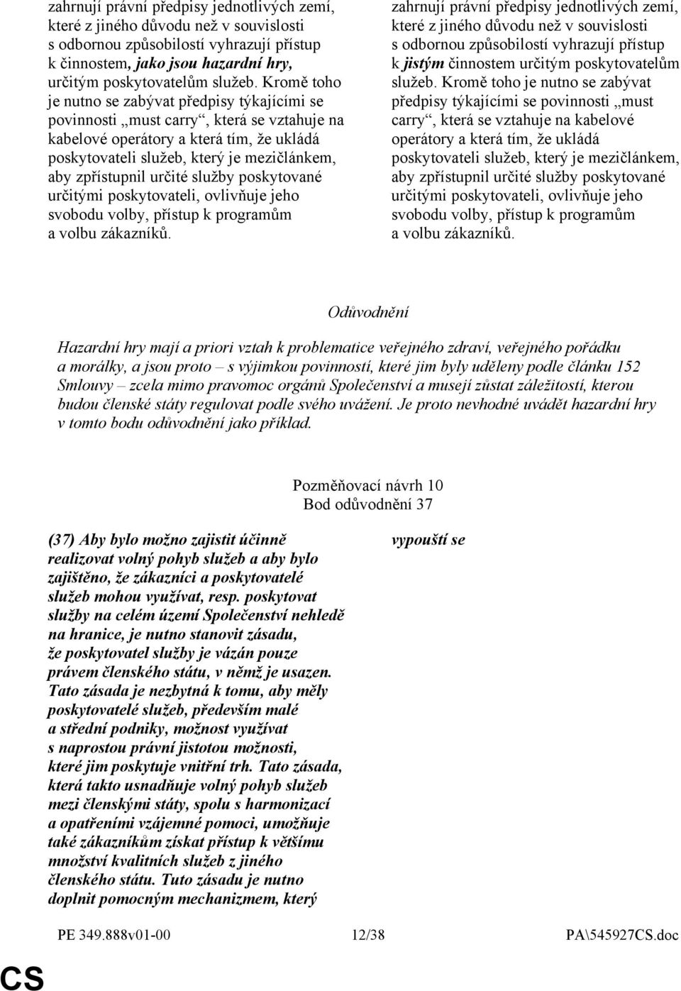 určité služby poskytované určitými poskytovateli, ovlivňuje jeho svobodu volby, přístup k programům a volbu zákazníků.