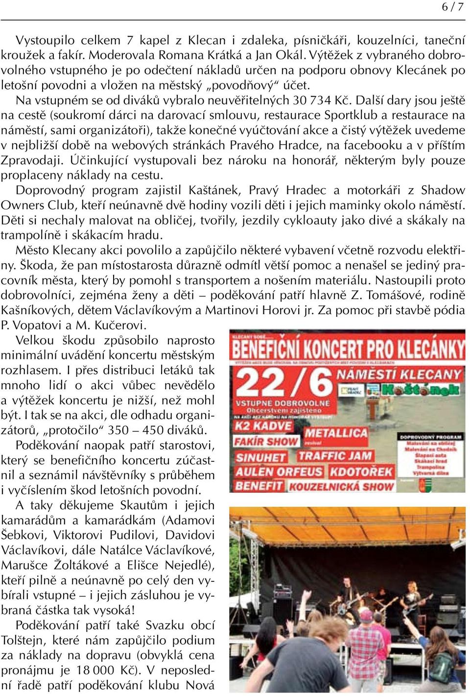 Na vstupném se od diváků vybralo neuvěřitelných 30 734 Kč.