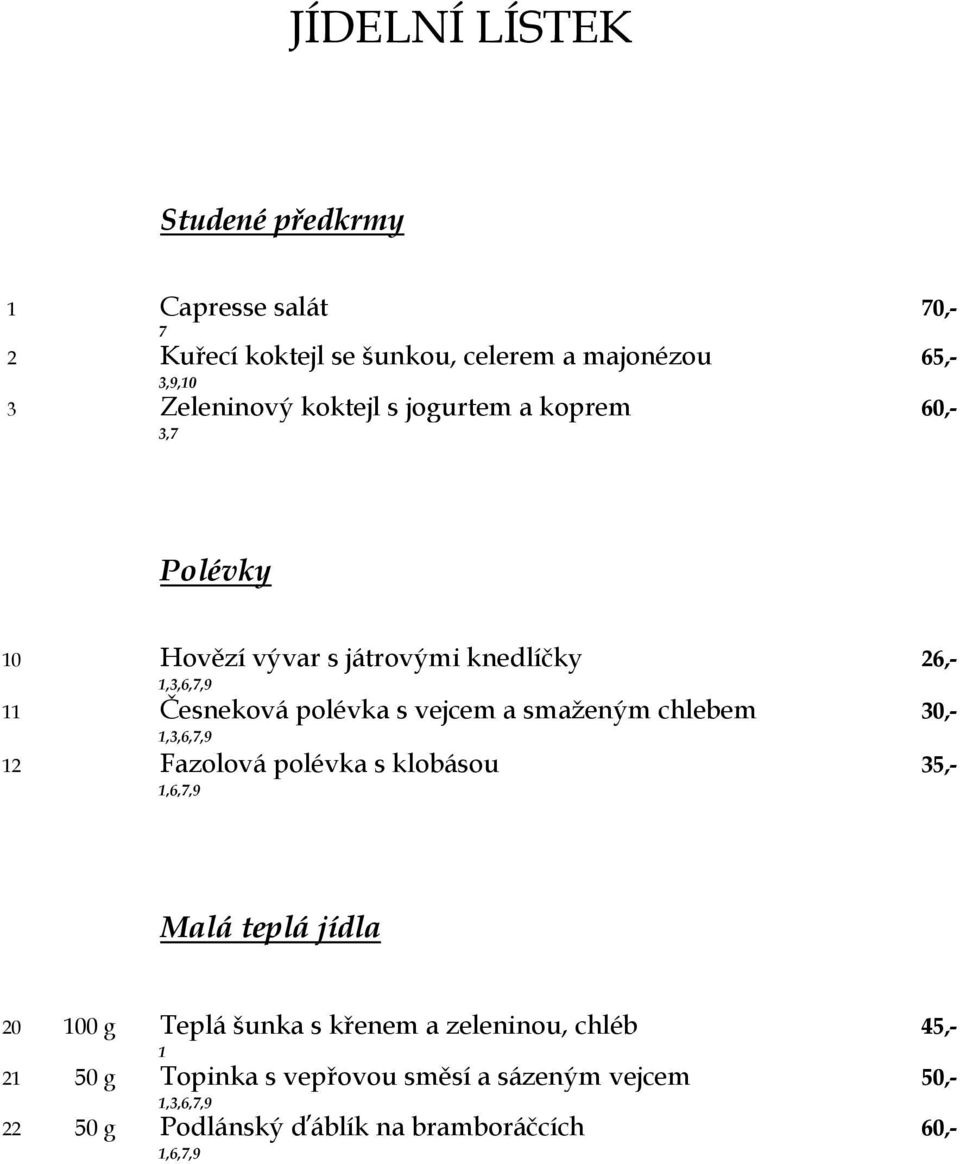 s vejcem a smaženým chlebem 30,-,3,6,,9 2 Fazolová polévka s klobásou 35,- Malá teplá jídla 20 00 g Teplá šunka s křenem