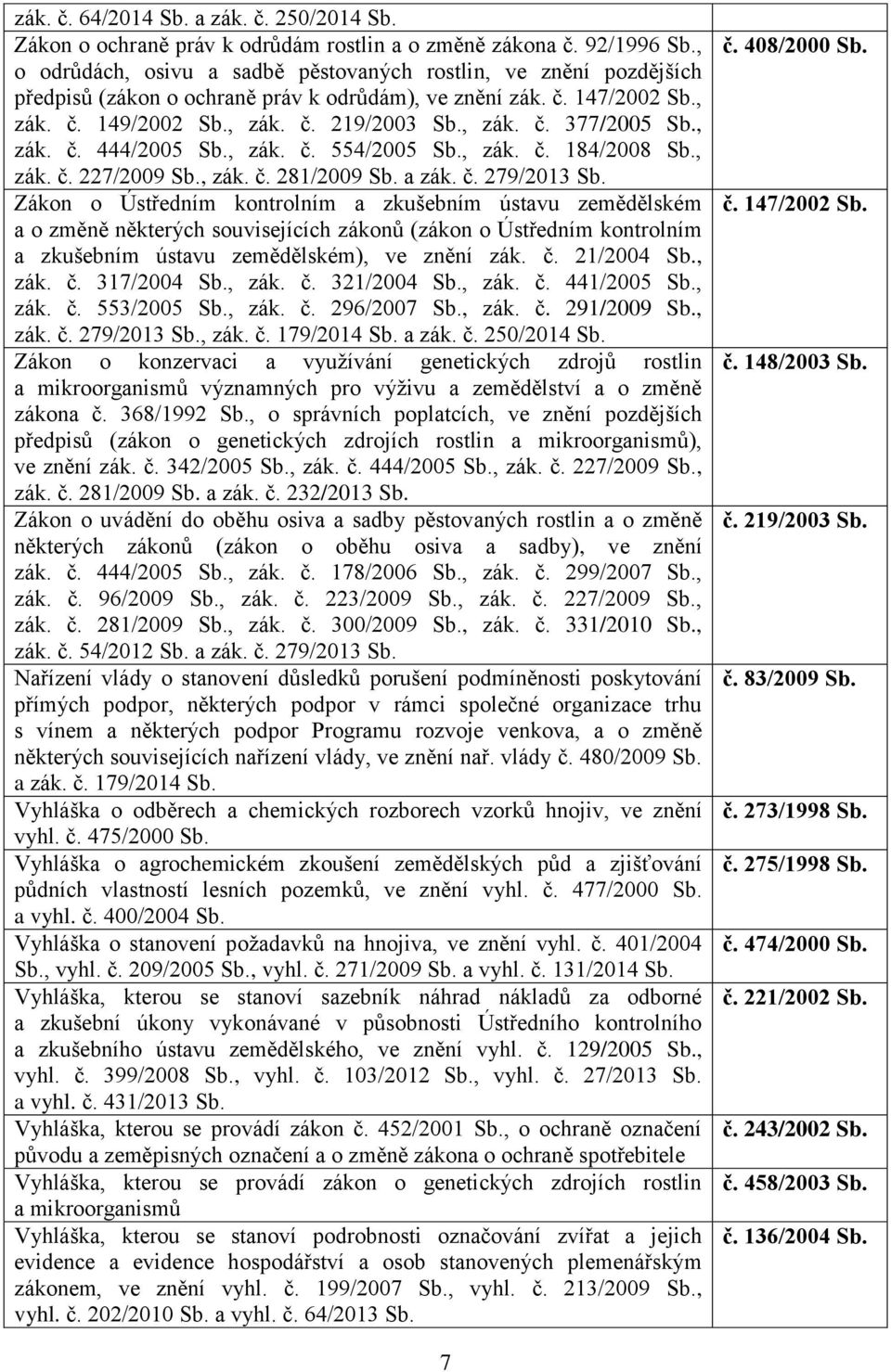 , zák. č. 444/2005 Sb., zák. č. 554/2005 Sb., zák. č. 184/2008 Sb., zák. č. 227/2009 Sb., zák. č. 281/2009 Sb. a zák. č. 279/2013 Sb.