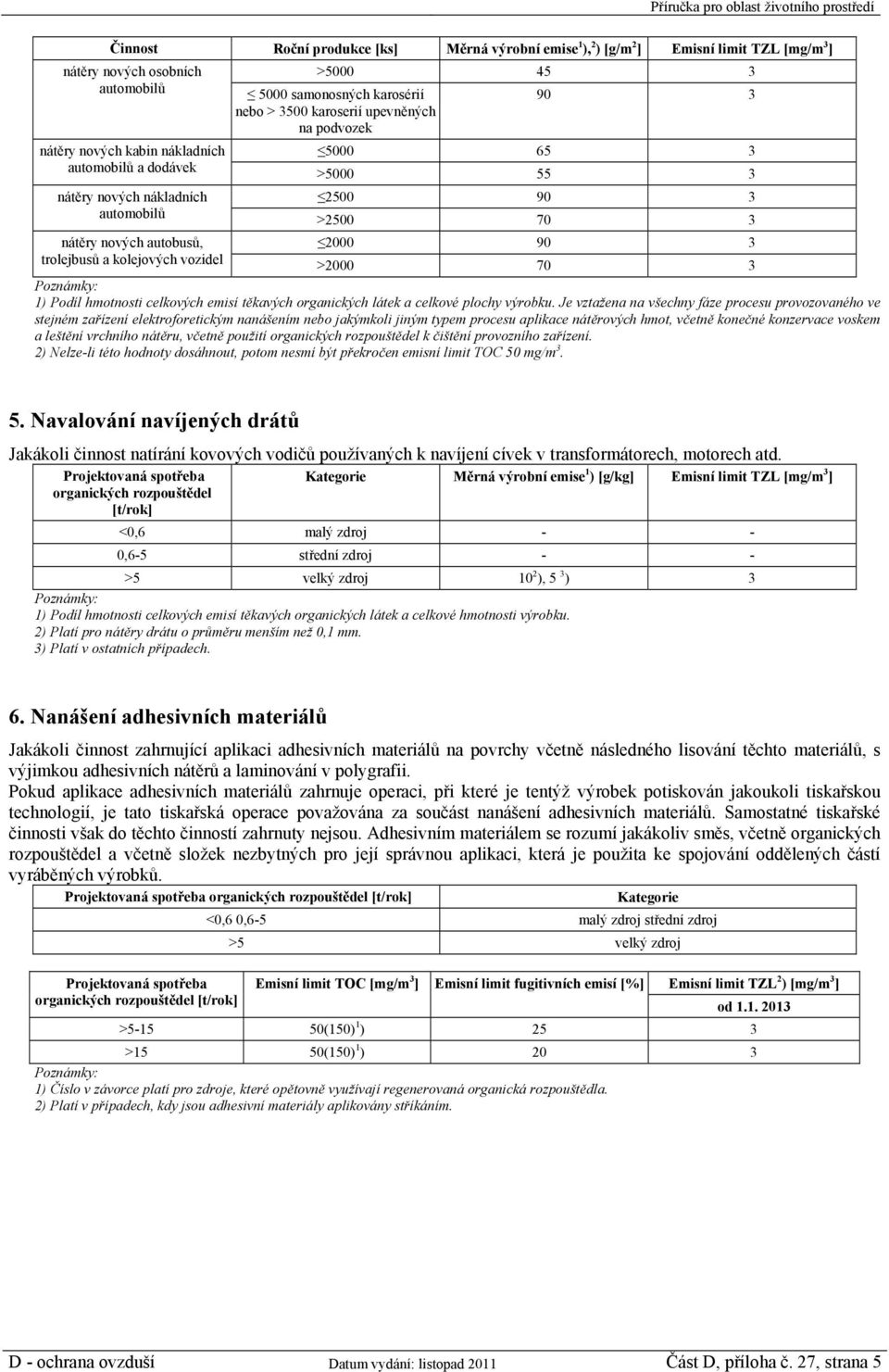 2000 90 3 >2000 70 3 1) Podíl hmotnosti celkových emisí těkavých látek a celkové plochy výrobku.