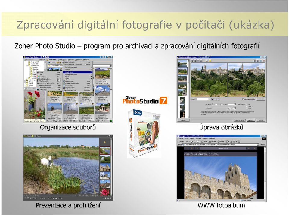 a zpracování digitálních fotografií Organizace