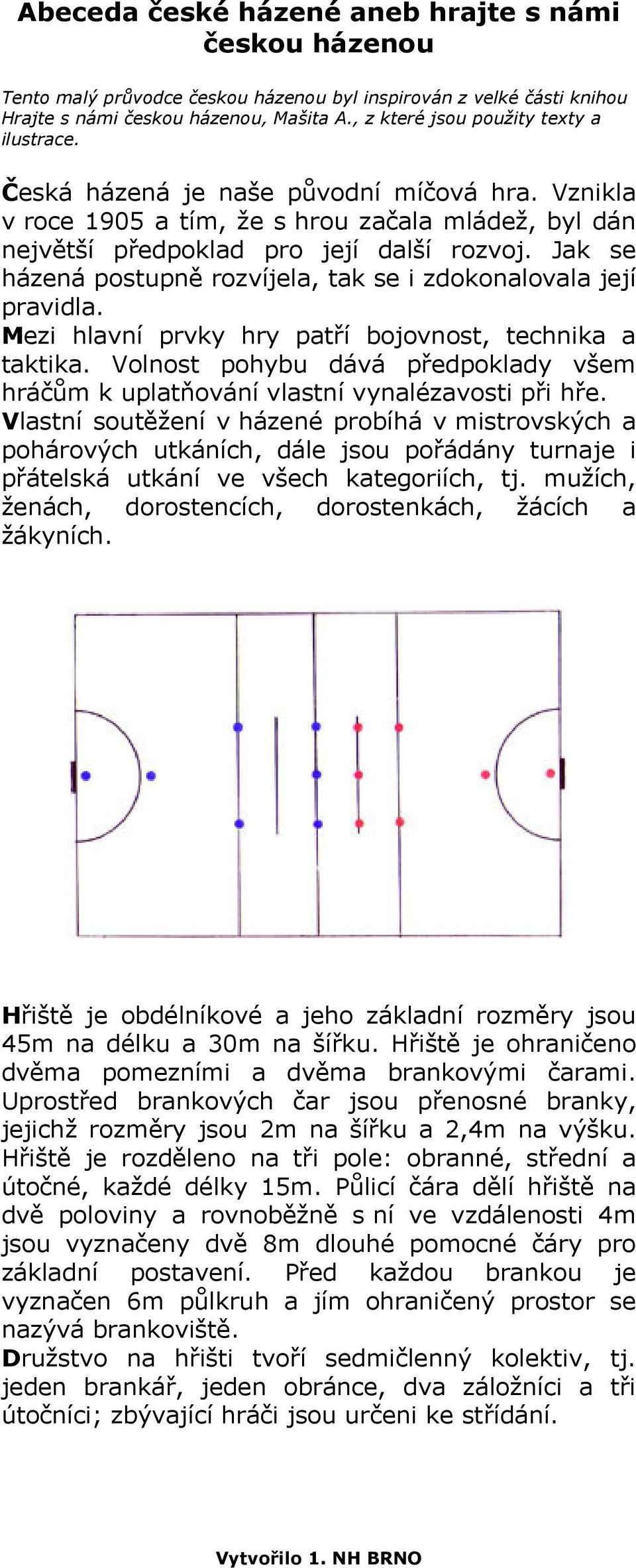 Jak se házená postupně rozvíjela, tak se i zdokonalovala její pravidla. Mezi hlavní prvky hry patří bojovnost, technika a taktika.