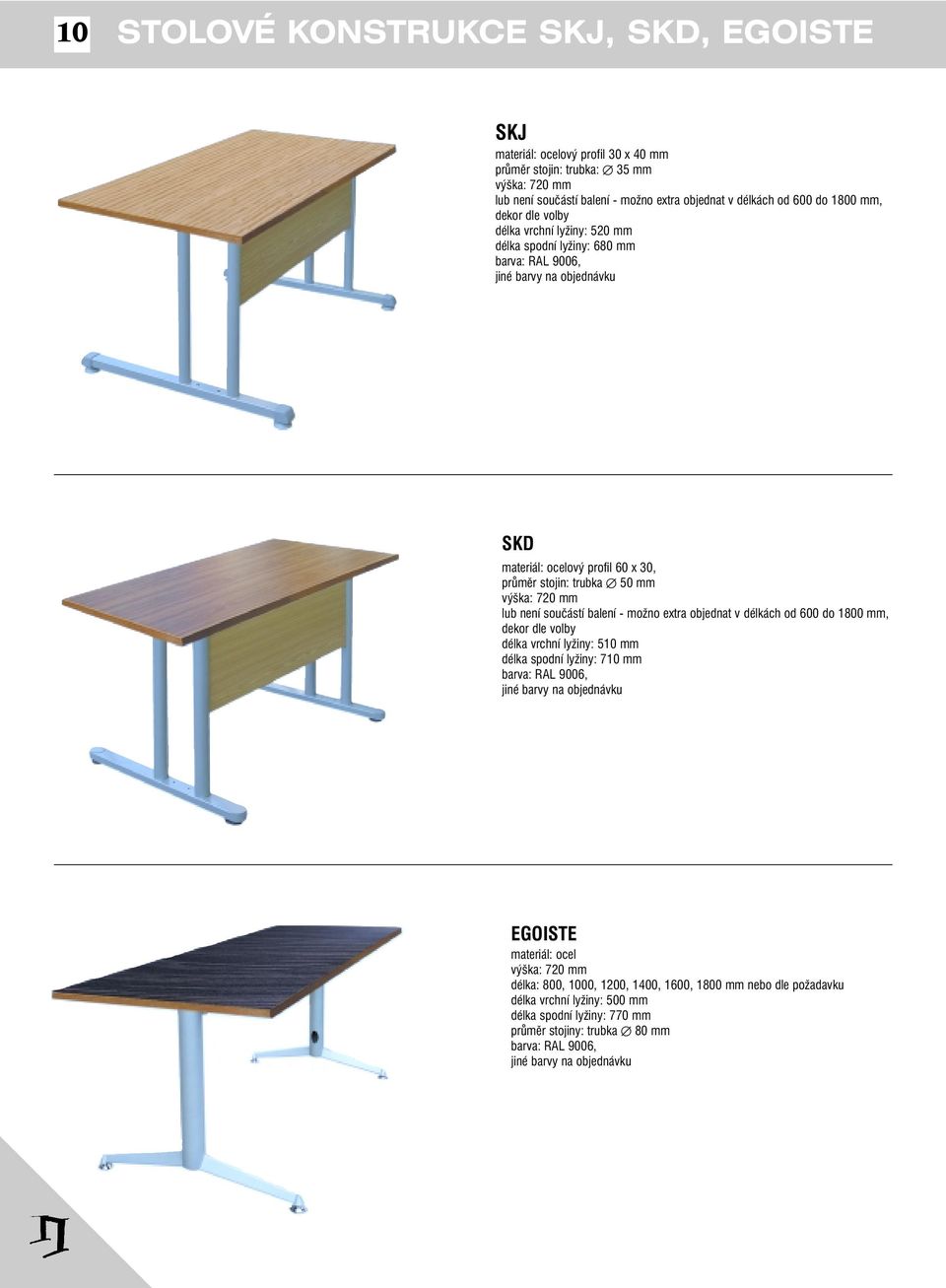 není součástí balení - možno extra objednat v délkách od 600 do 1800 mm, dekor dle volby délka vrchní lyžiny: 510 mm délka spodní lyžiny: 710 mm barva: RAL 9006, jiné barvy na objednávku EGOISTE