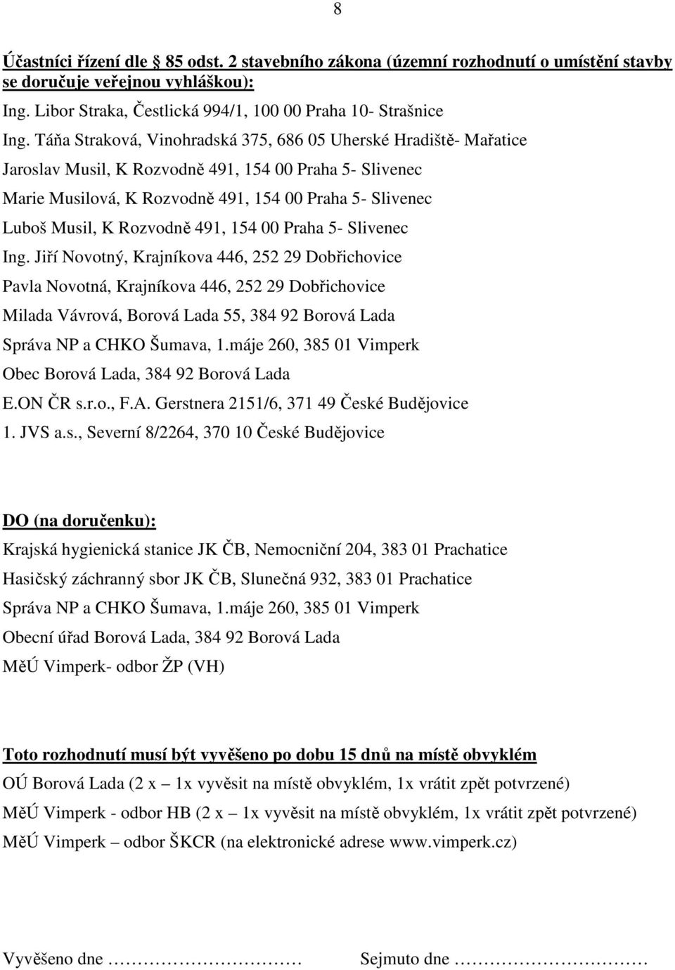 Rozvodně 491, 154 00 Praha 5- Slivenec Ing.