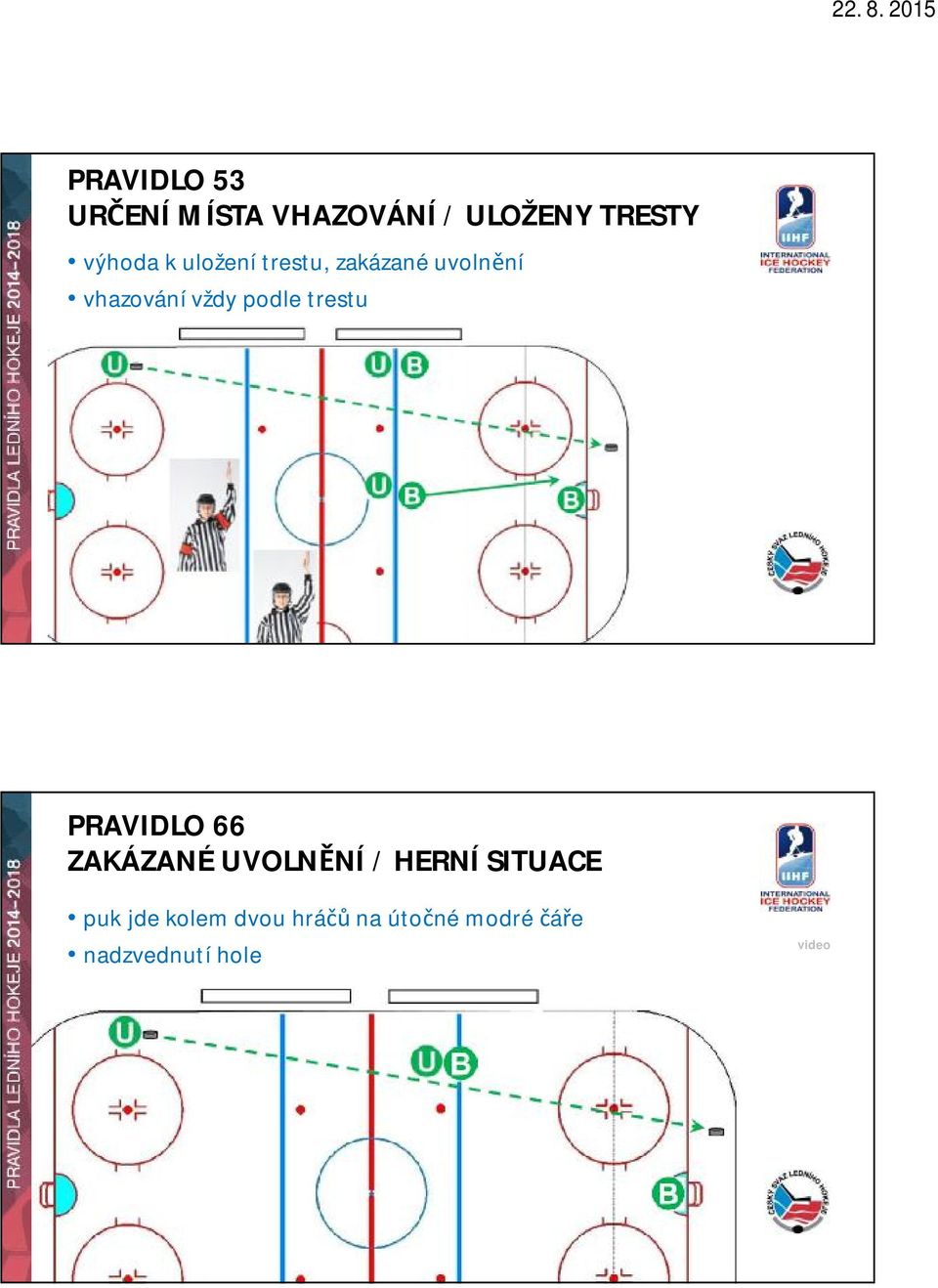 trestu PRAVIDLO 66 ZAKÁZANÉ UVOLNĚNÍ / HERNÍ SITUACE puk