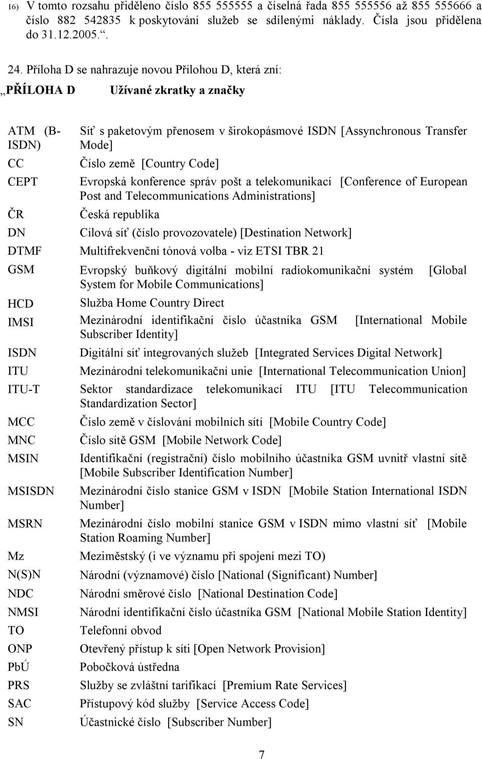 Mode] Číslo země [Country Code] Evropská konference správ pošt a telekomunikací [Conference of European Post and Telecommunications Administrations] Česká republika Cílová síť (číslo provozovatele)