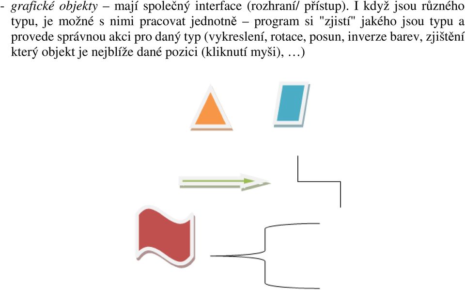 "zjistí" jakého jsou typu a provede správnou akci pro daný typ (vykreslení,