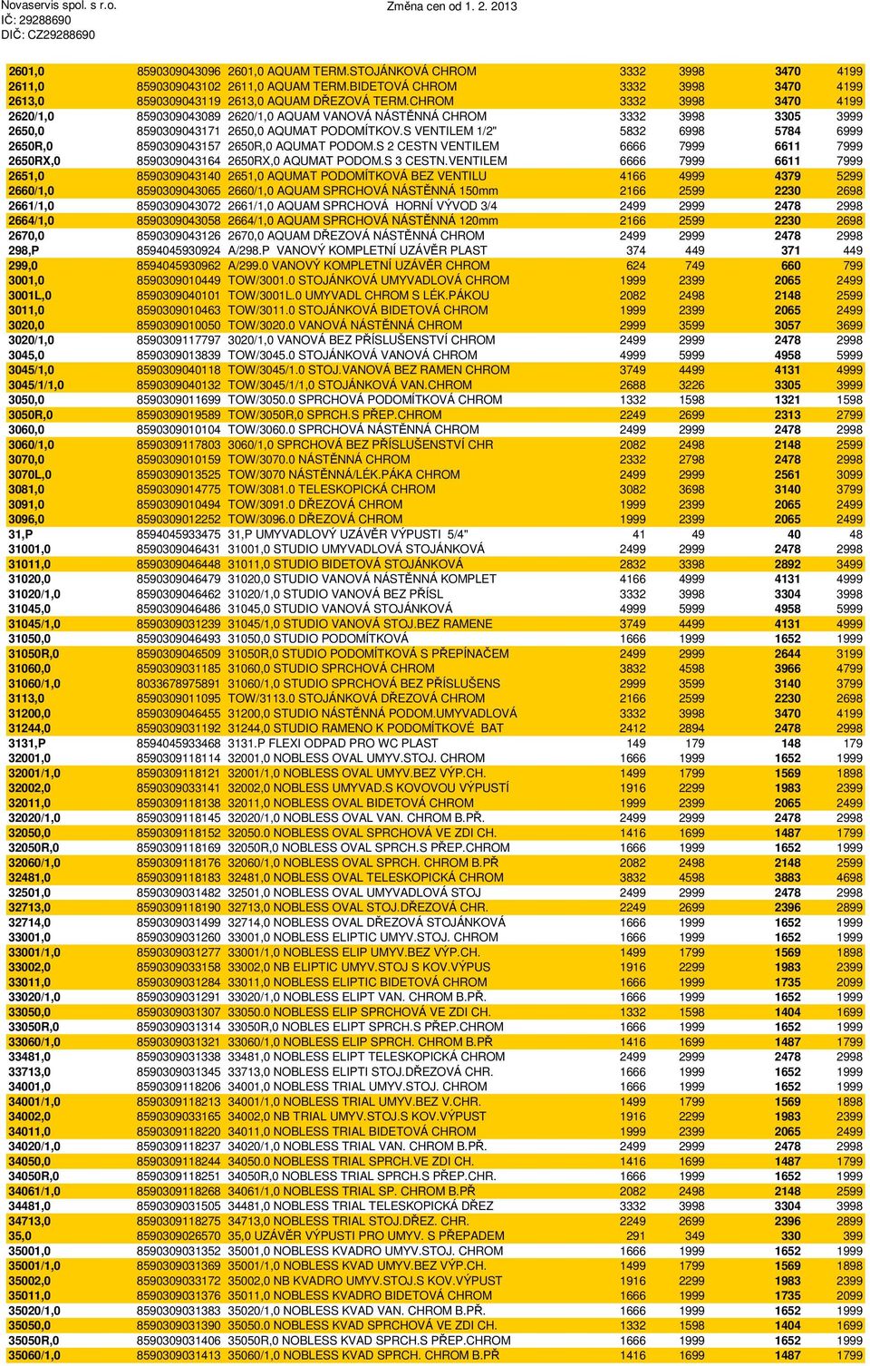 S VENTILEM 1/2" 5832 6998 5784 6999 2650R,0 8590309043157 2650R,0 AQUMAT PODOM.S 2 CESTN VENTILEM 6666 7999 6611 7999 2650RX,0 8590309043164 2650RX,0 AQUMAT PODOM.S 3 CESTN.