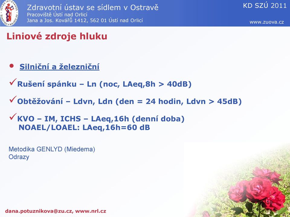 KVO IM, ICHS LAeq,16h (denní doba) NOAEL/LOAEL: LAeq,16h=60 db