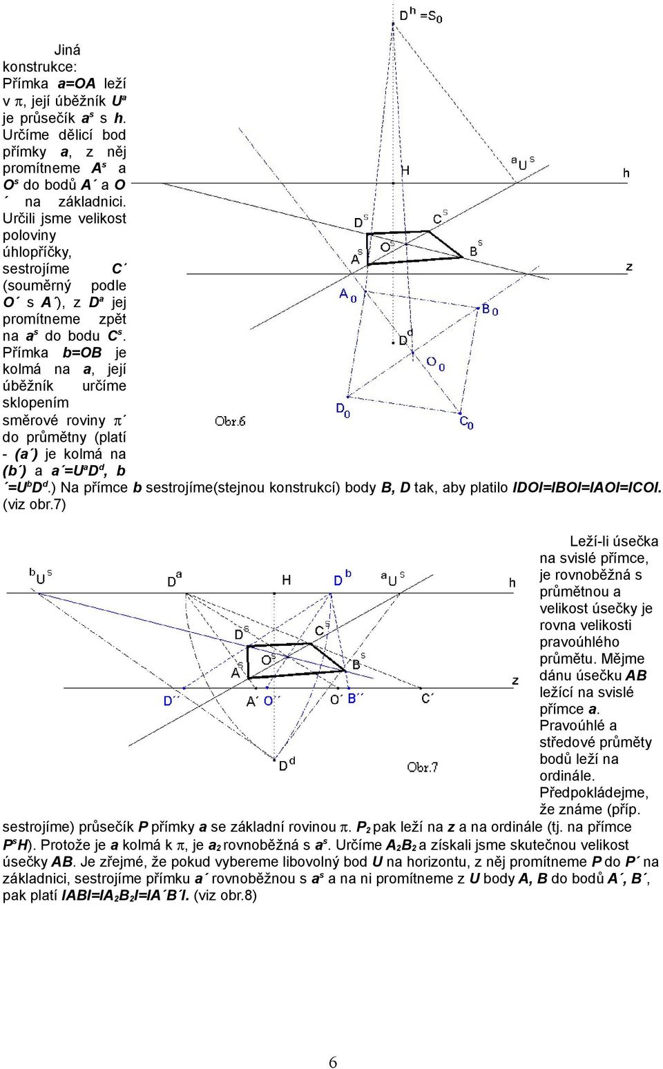 Přímka b=ob je kolmá na a, její úběžník určíme sklopením směrové roviny π do průmětny (platí - (a ) je kolmá na (b ) a a =UaDd, b =UbDd.