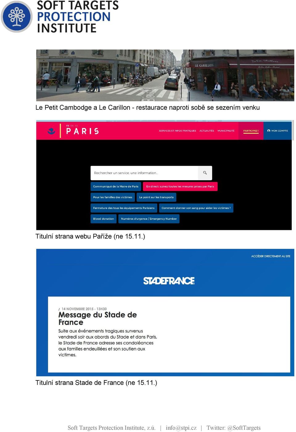 venku Titulní strana webu Paříže (ne