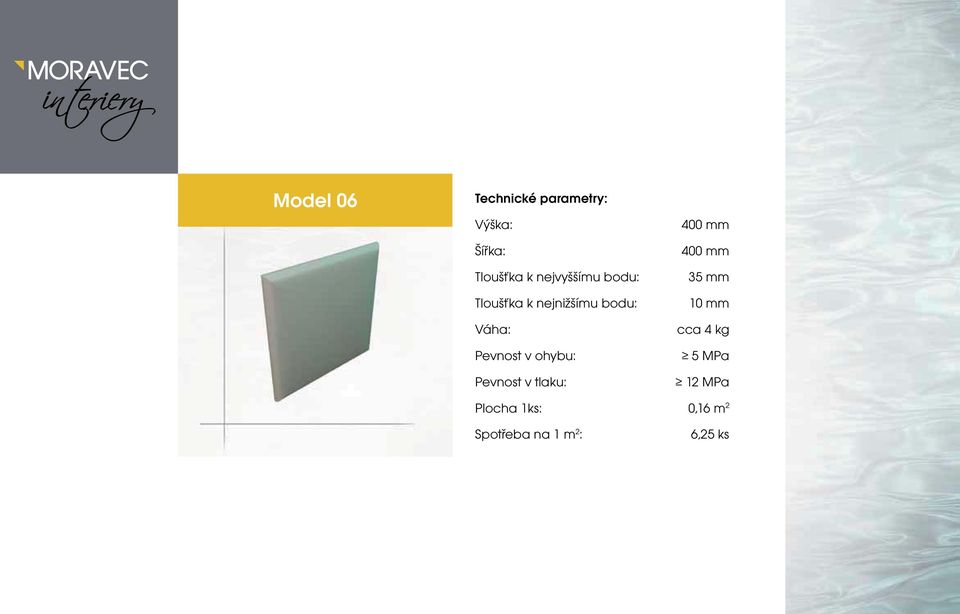 Pevnost v ohybu: Pevnost v tlaku: 35 mm 10 mm cca 4 kg