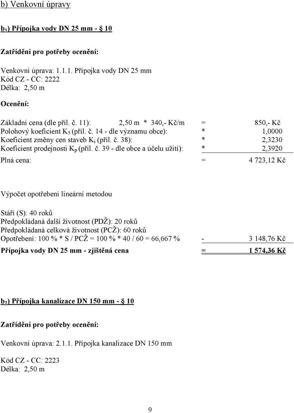 14 - dle významu obce): * 1,0000 Koeficient změny cen staveb K i (příl. č.