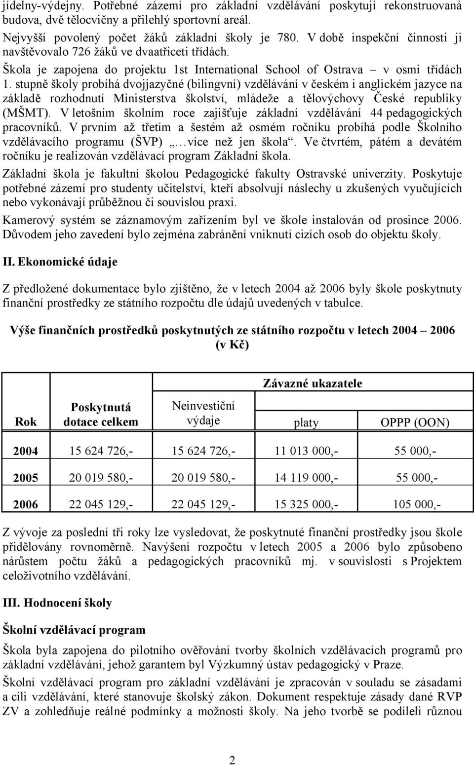 stupně školy probíhá dvojjazyčné (bilingvní) vzdělávání v českém i anglickém jazyce na základě rozhodnutí Ministerstva školství, mládeže a tělovýchovy České republiky (MŠMT).