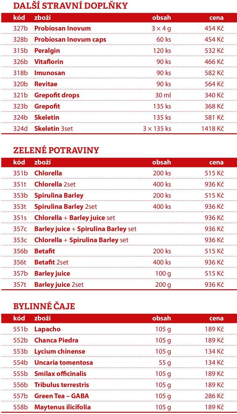 400 ks 936 Kč 353b Spirulina Barley 200 ks 515 Kč 353t Spirulina Barley 2set 400 ks 936 Kč 351s Chlorella + Barley juice set 936 Kč 357c Barley juice + Spirulina Barley set 936 Kč 353c Chlorella +