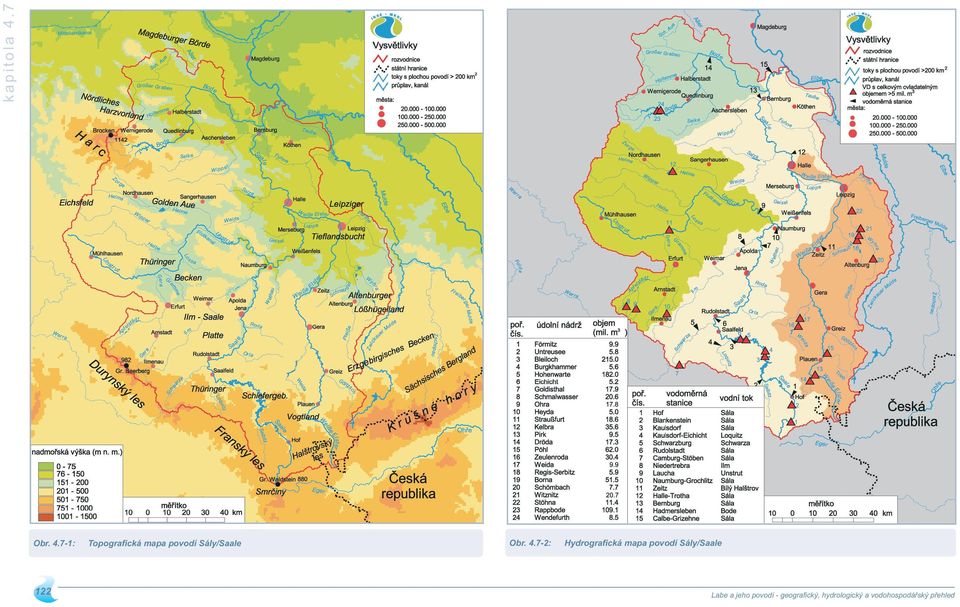 7-: Topograﬁcká mapa povodí Sály/Saale Obr.