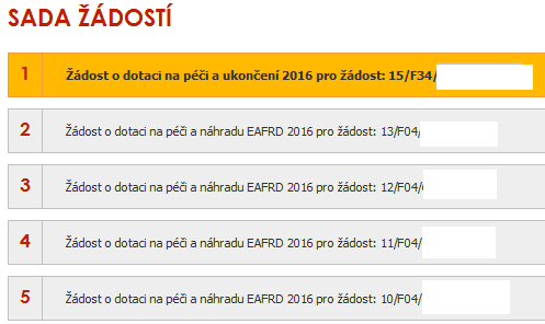 Upozornění! Uživatel důkladně zkontroluje vygenerované předtisky, tj. data, která byla PF SZIF v rámci jednotlivých žádostí uživateli poskytnuta.