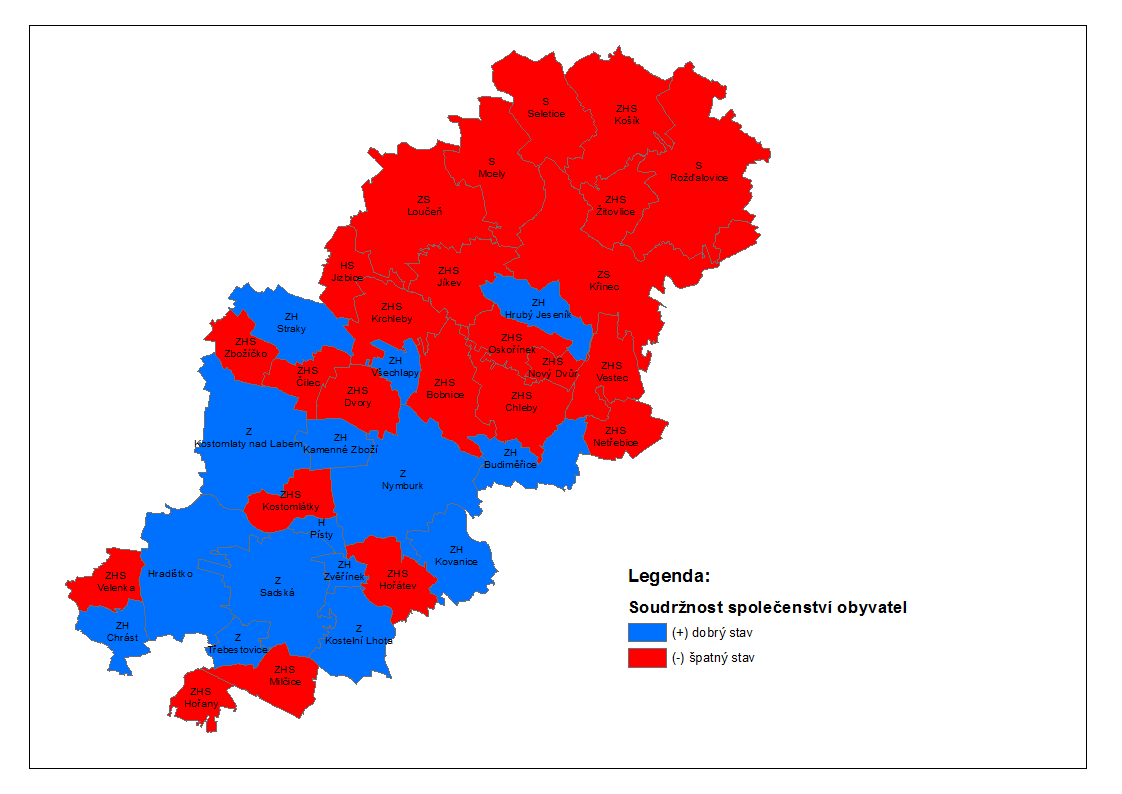 Obr.28 Vyhodnocení vyváženosti v rámci soudržnosti společenství obyvatel rok 2016 Dynamika růstu celkového počtu obyvatel na území SO ORP Nymburk byla v uplynulých letech v celorepublikovém srovnání