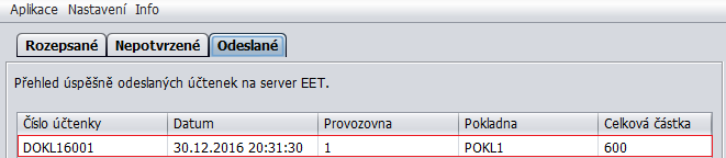 Pokud si chcete zobrazit formulář tržby pro účely úprav, tisku apod., klikněte 2x levým tlačítkem myši na konkrétní řádek v tabulce v příslušném pohledu.