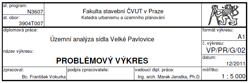 razítko = rozpiska = popisové pole výkresu: obsah: - škola: Fakulta stavební České vysoké učení technické v Praze (FSv ČVUT v Praze) event. adresa školy: Thákurova 7, 166 29 Praha 6 event.