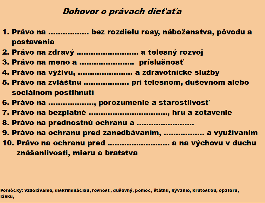 Doplň chýbajúce