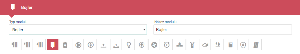 2) Po výběru zařízení se Vám předvyplní název pro modul, jenž ovládá zařízení a ikona modulu. Pokud si přejete jiný název nebo jinou ikonu pro modul, můžete tyto hodnoty změnit.