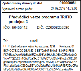 Vypínač EET funguje pouze pro prodejky, na další doklady (faktury, zakázky) se nevztahuje.