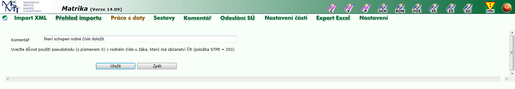 Nabídky: 1. Opravit komentář 2. Výběrová kritéria 1.