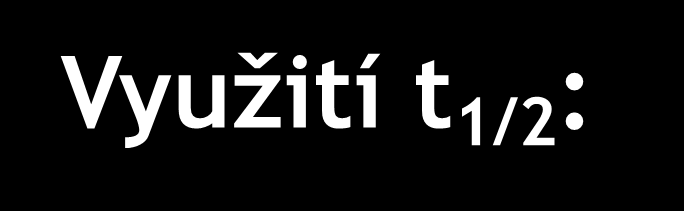 Využití t 1/2 : 4/ poměr hodnot t 1/2 a intervalu mezi dávkami t určuje velikost kolísání koncentrace léčiva mezi dvěma po sobě následujícími dávkami.