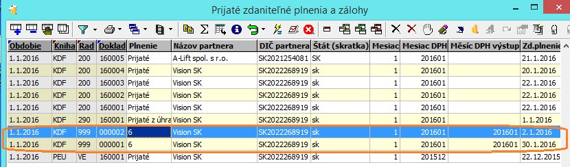 Dodatočné daňové priznanie - v prípade, že užívateľ vytvorí daňový doklad na základe prijatej platby v inom roku, než je rok platby a je povinný k tomuto dokladu podať dodatočné priznanie DPH, zmení