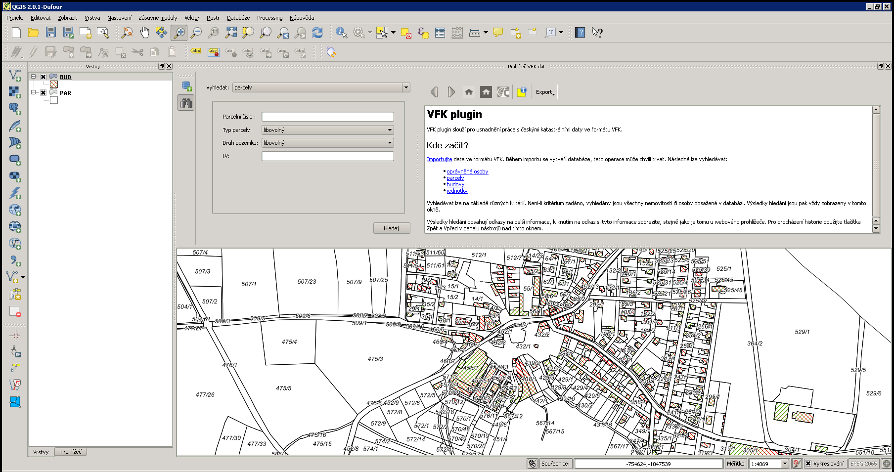 5.1. FUNKCIONALITA 5.1 Funkcionalita Obrázek 5.1: VFK Plugin C++ verze (zdroj: [4]) Cílem zásuvného modulu je zjednodušit práci s daty katastru nemovitostí.