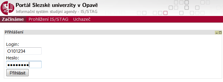 Portál IS/STAG Portál IS/STAG přihlašovací okno Portál IS/STAG přihlašovací okno, obrázek 3 Jestliže, máte více studií, máte i více osobních čísel, které