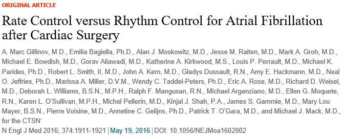Rhythm control or rate control? - U hemodynamicky stabilních bez zn diastolického selhání? - U kardiotorakálních pacientů?