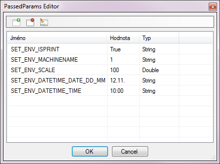 3 Ukázka dialogového okna Obr 1: Ukázka definice parametrů SET_ENV_ v PassedParams