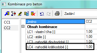 129 Kombinace pro beton Protože se jedná o nelineární výpočet, který zabere spoustu výpočetního času a který se vždy pro každou kombinaci prováděl znova, tak z důvodu zkrácení času výpočtu byly