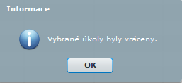 Uživatel (zdravotnické zařízení) může vybrané hlášení vrátit zpět zdravotní