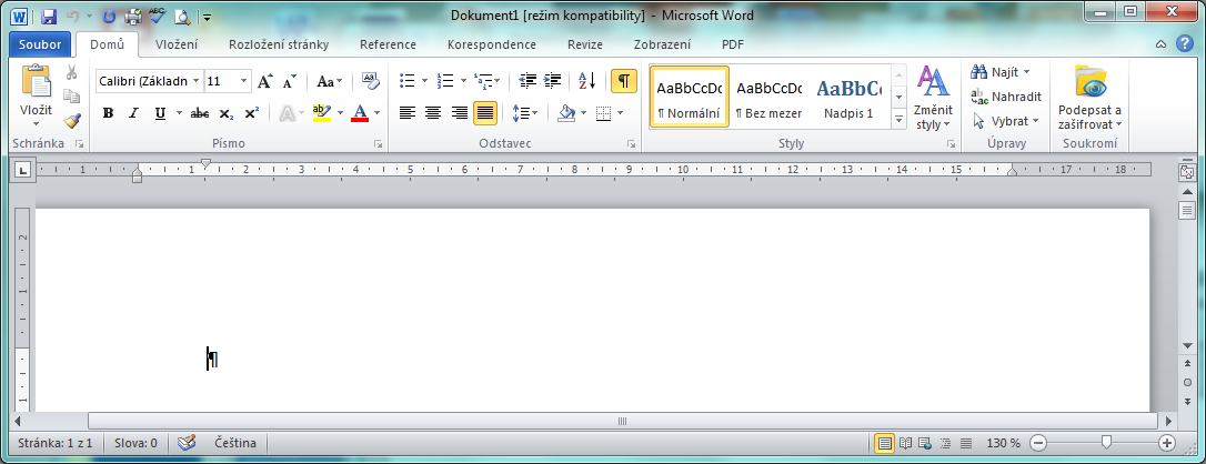 Nebo použitím ikony příkazu Nový v panelu nástrojů ve starších verzích MS Word, tlačítko vypadá jako prázdný list papíru. Nebo v menu Soubor, použijeme příkaz Nový.
