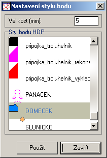 Obr. 3 Dialogové okno Nastavení stylu bodu Obr. 4 Editor stylu značek 1.1.1.2 Nastavení stylu ČÁRA Styly čar jsou definovány v Editoru čar (viz. Obr. 4, Moduly Editor stylu, viz.