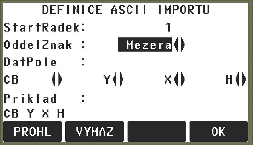 Na následující obrazovce je třeba nastavit konfiguraci importovaného souboru. Tzn. oddělovací znaky a obsazení jednotlivých pozic.