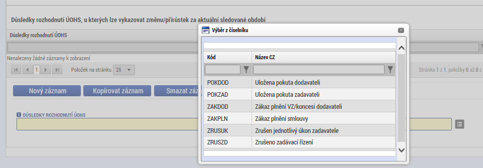 - PŘEDBĚŽNÉ OPATŘENÍ; fajfka, pokud ÚOHS nařídil předběžné opatření, - ZAHÁJENÍ SPRÁVNÍHO ŘÍZENÍ NA ZÁKLADĚ PODNĚTU Z MOCI ÚŘEDNÍ; fajfka, pokud bylo zahájeno správní řízení.