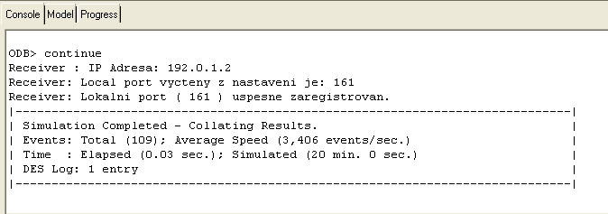 Obr. 5.9: Příklad výpisu informací o provozu ICI zpráv v konzole debuggeru. 5.3 Procesní model směrovacího protokolu OLSR V této části je prostudován procesní model směrovacího protokolu OLSR.