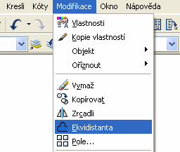 Ekvidistanta Příkaz vytvoří paralelní objekt v zadané vzdálenosti k vybranému objektu.