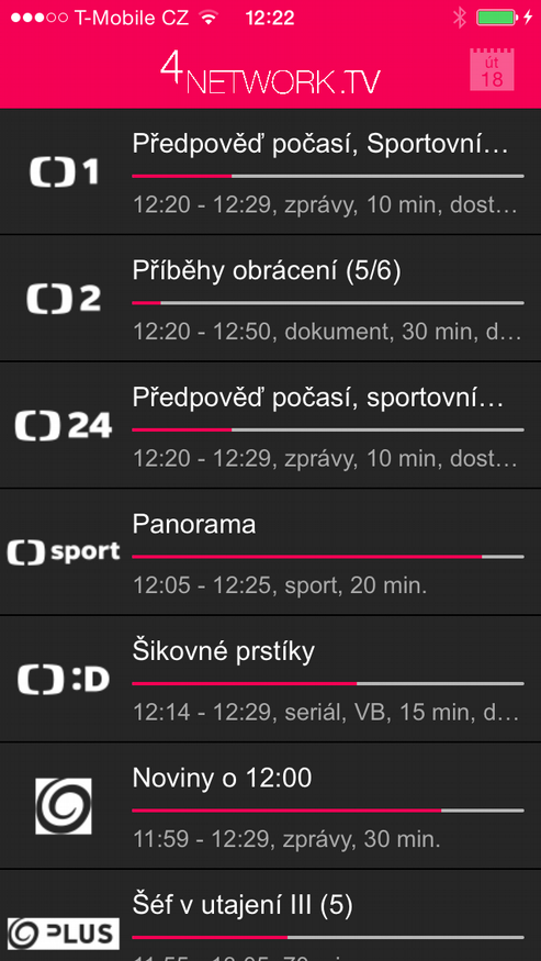 Po úspěšné autorizaci webového prohlížeče se Vám otevře obsah živého vysílání. Popis tohoto okna najdete v kapitole Webový portál. 3.2.