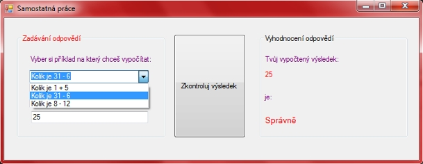 vlastnosti: SIZE Height = 16 SIZE Width = 45 Pozice na GroupBox2 X = 6, Y = 133 Text = Label6 TextAlign = Top Left Forecolor = červená Visible = True (bude se za běhu programu zobrazovat) 4.