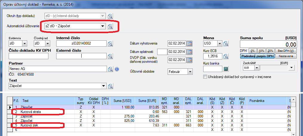 26. Zahraničný došlý dobropis evidujeme cez menu Evidencia Účtovné doklady okruh zahraničné Došlé dobropisy AÚ: 89 zdd - EÚ zníženie ceny 25/ 53 (dobropis).